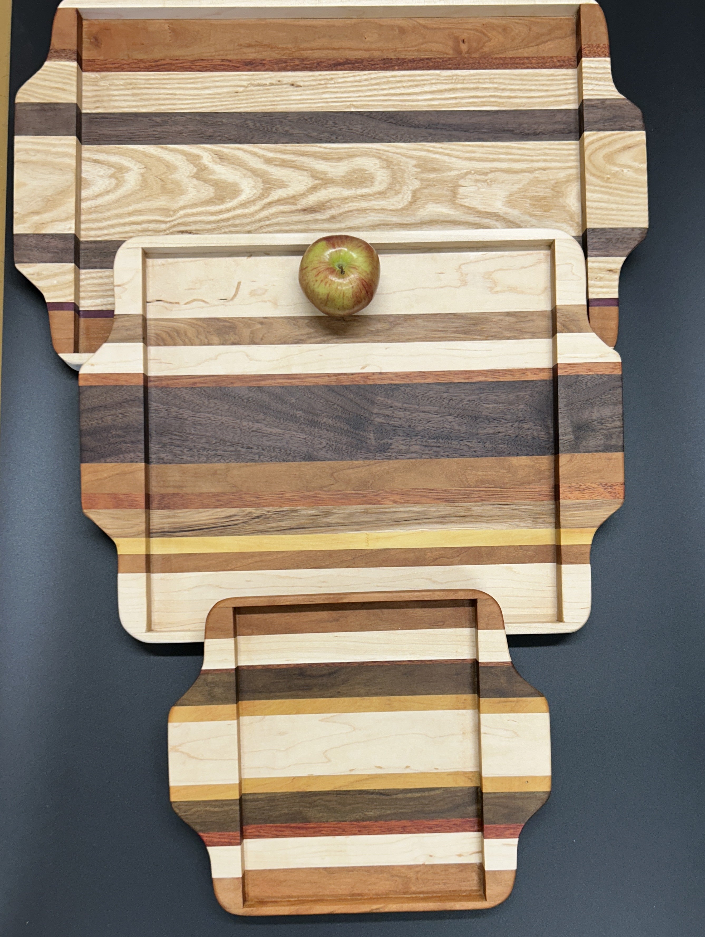 Hardwood Serving Trays - Built-in-Handle Design (Set)