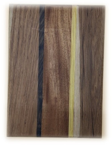 Medium Walnut Serving Board with Accent Stripes - 10.5 x 16 x 0.9