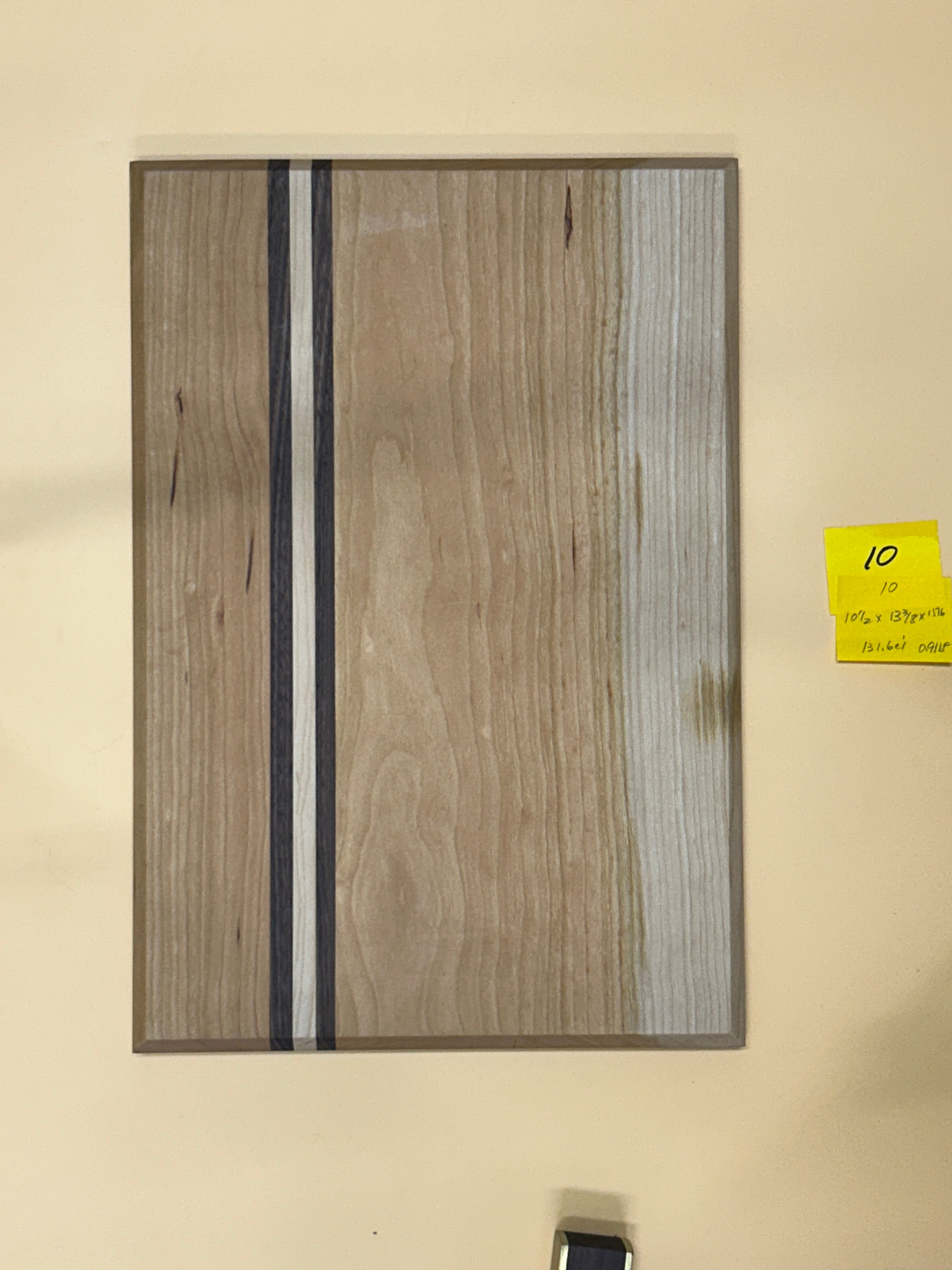 Medium Natural Hardwood Serving Board with Mixed Accents - 10.5 x 15.25 x 0.75