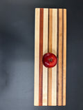 Warm-Toned Hardwood Serving Board with Vertical Stripes - 9 x 24.5 x 0.75