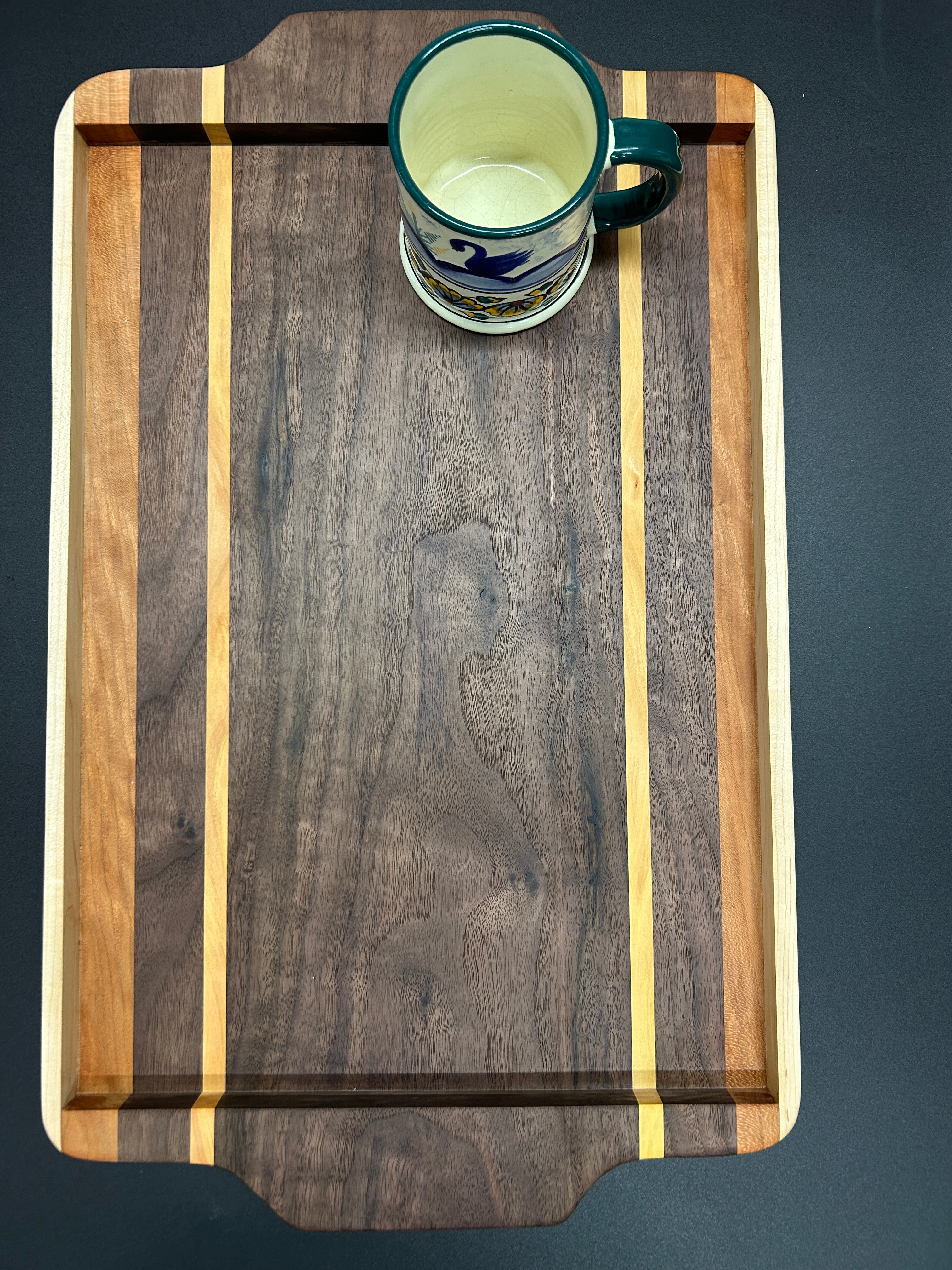 Hardwood Serving Tray - Build-in-Handle Design (Large)