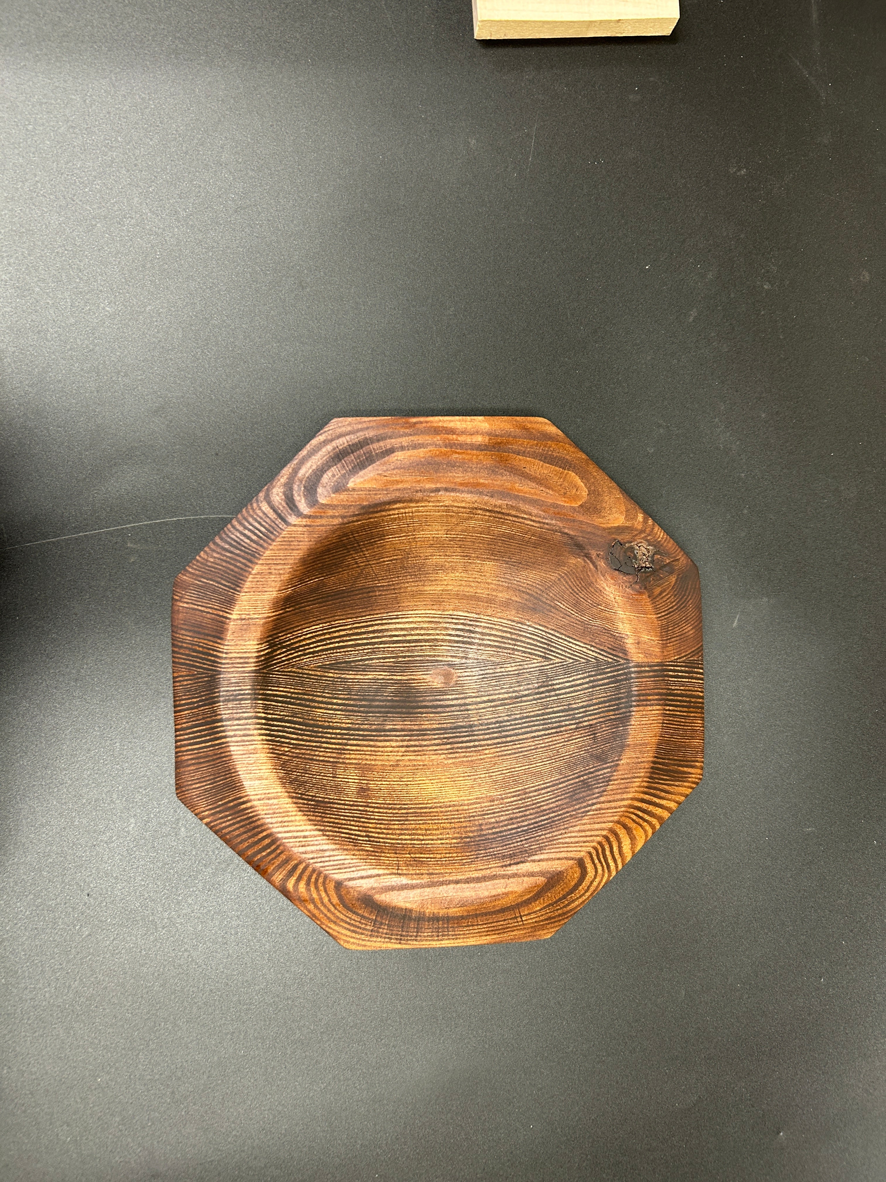Handcrafted Pine Catch-All Bowl – Octagonal with Red Mahogany Stain