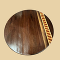 Round Charcuterie Board - Walnut with Multicolor Chevron Accent Strip