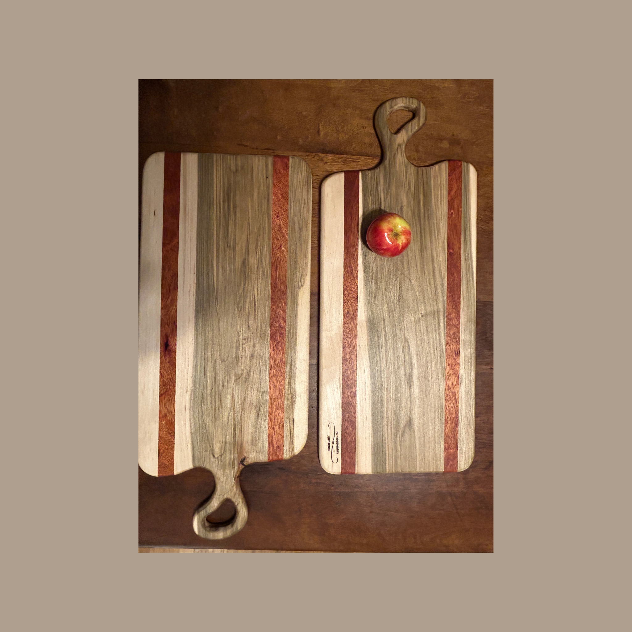 Ambrosia Maple & Bloodwood Charcuterie Board with Gooseneck Handle