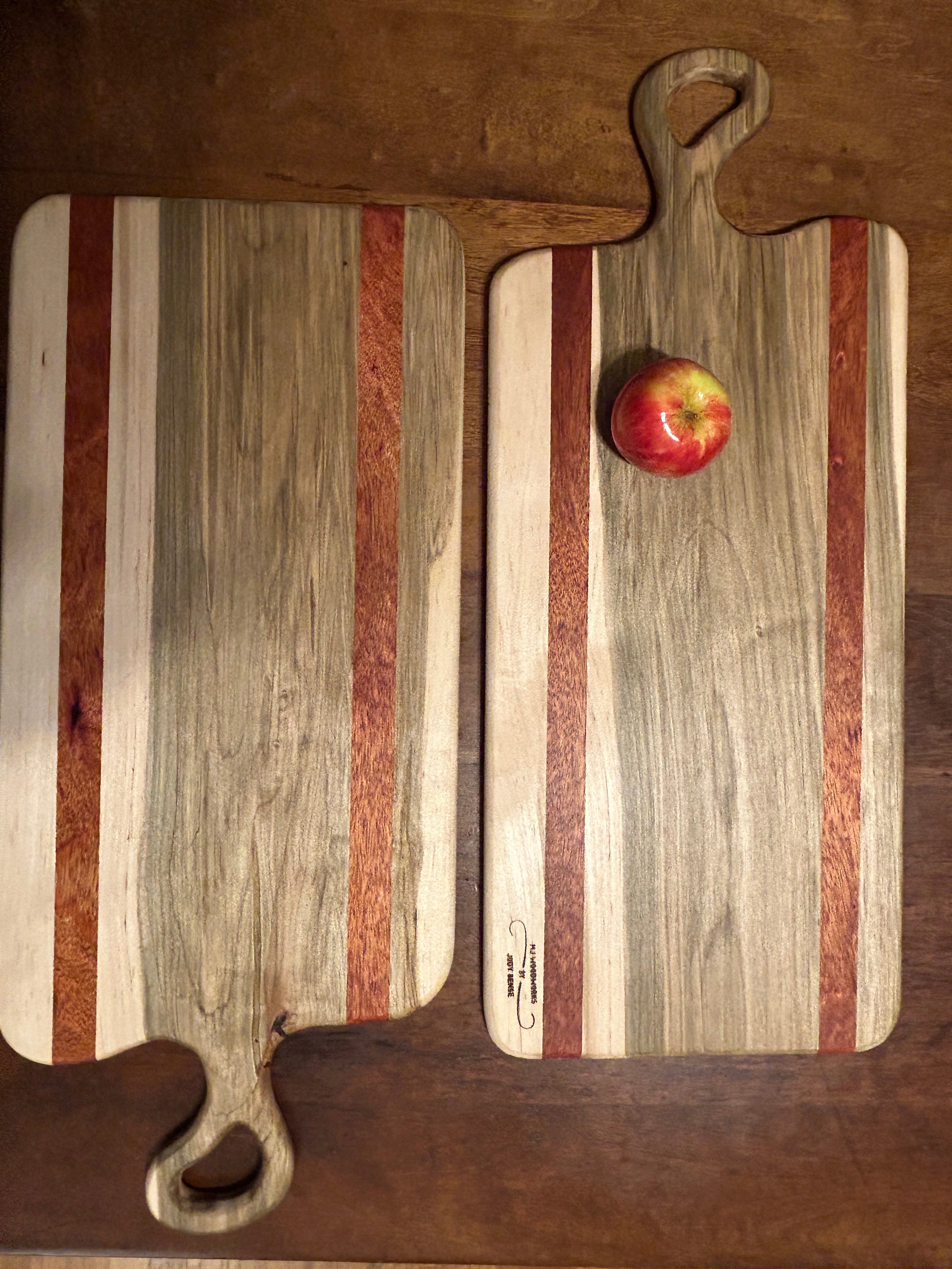 Ambrosia Maple & Bloodwood Charcuterie Board with Gooseneck Handle