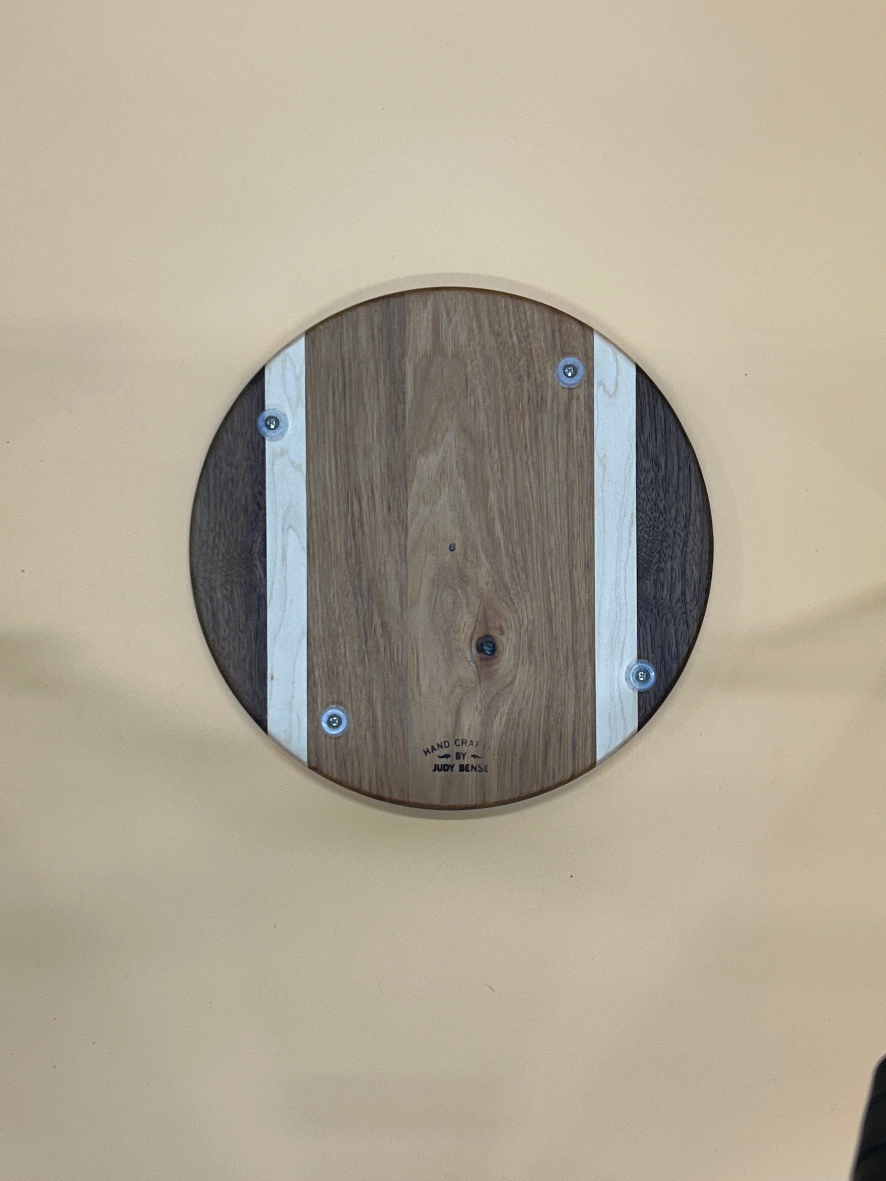 Round Charcuterie Board - Walnut & Maple with Rubber Feet