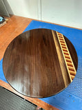 Round Charcuterie Board - Walnut with Multicolor Chevron Accent Strip
