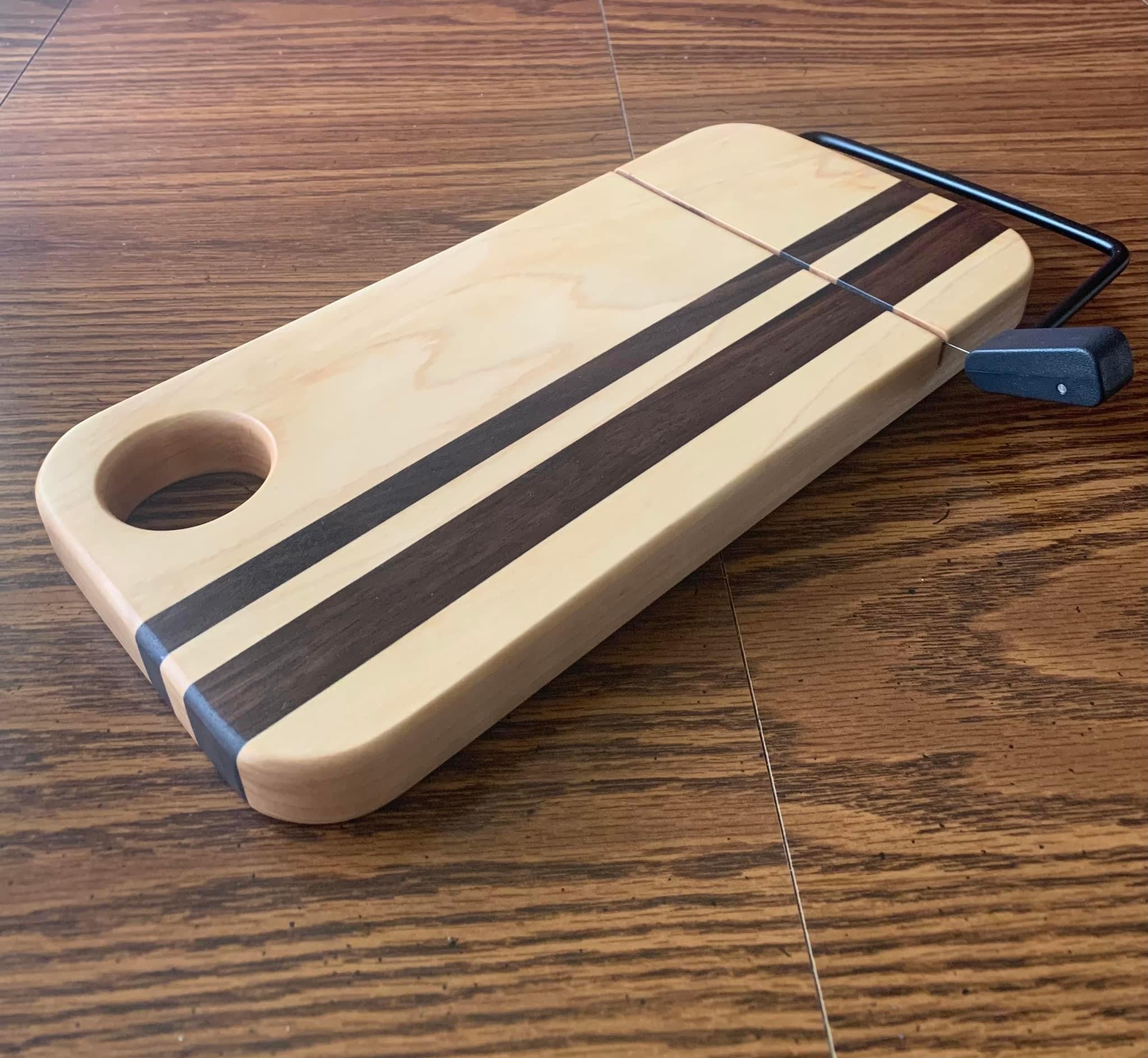 Artisan Hardwood Cheese Slicer - Maple with Walnut Accent Stripes