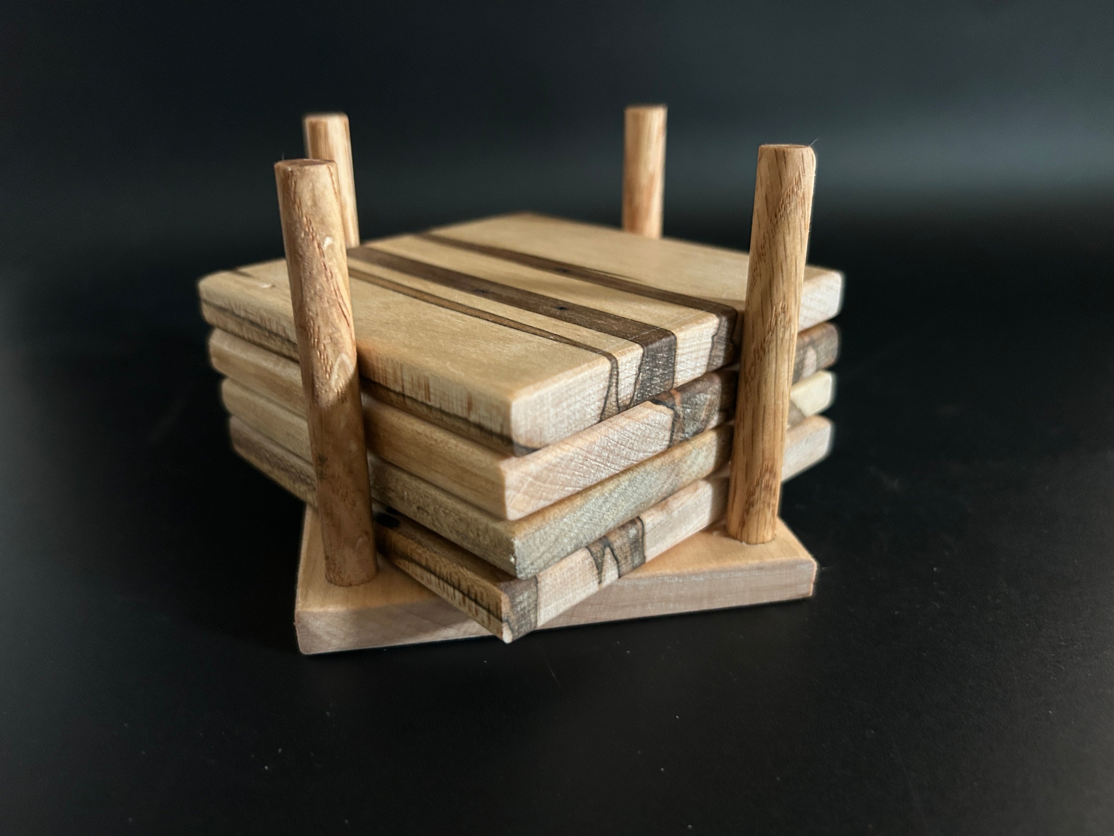 Wooden Coaster Set with Stand – Ambrosia Maple & White Oak