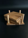 White Oak Coaster Set with Matching Stand (Set of 4)