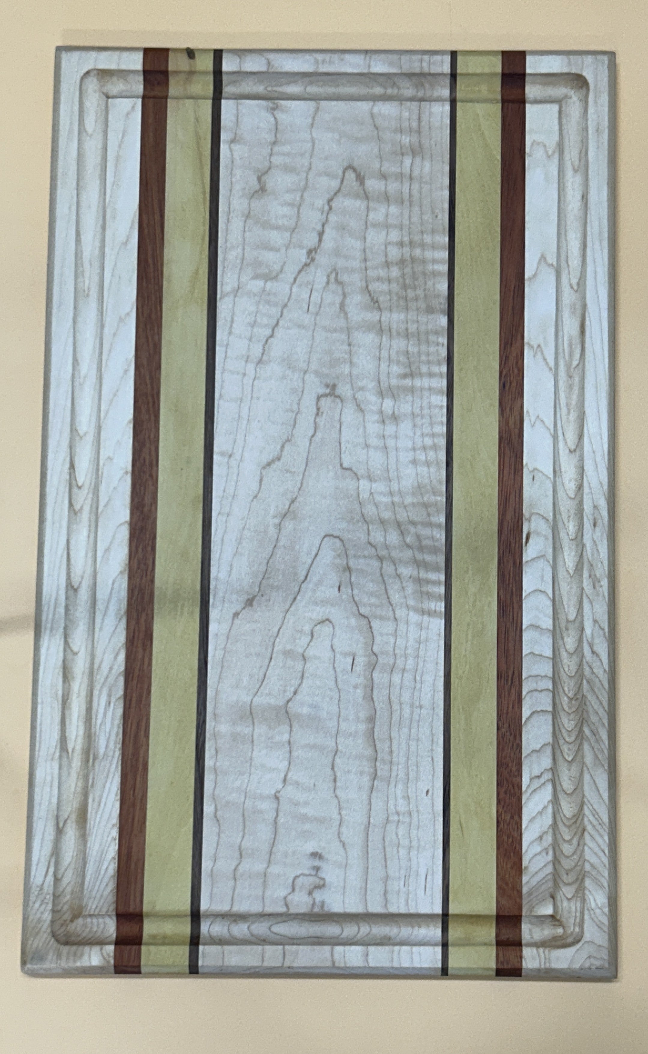 Handcrafted Curly Maple Cutting Board with Juice Groove