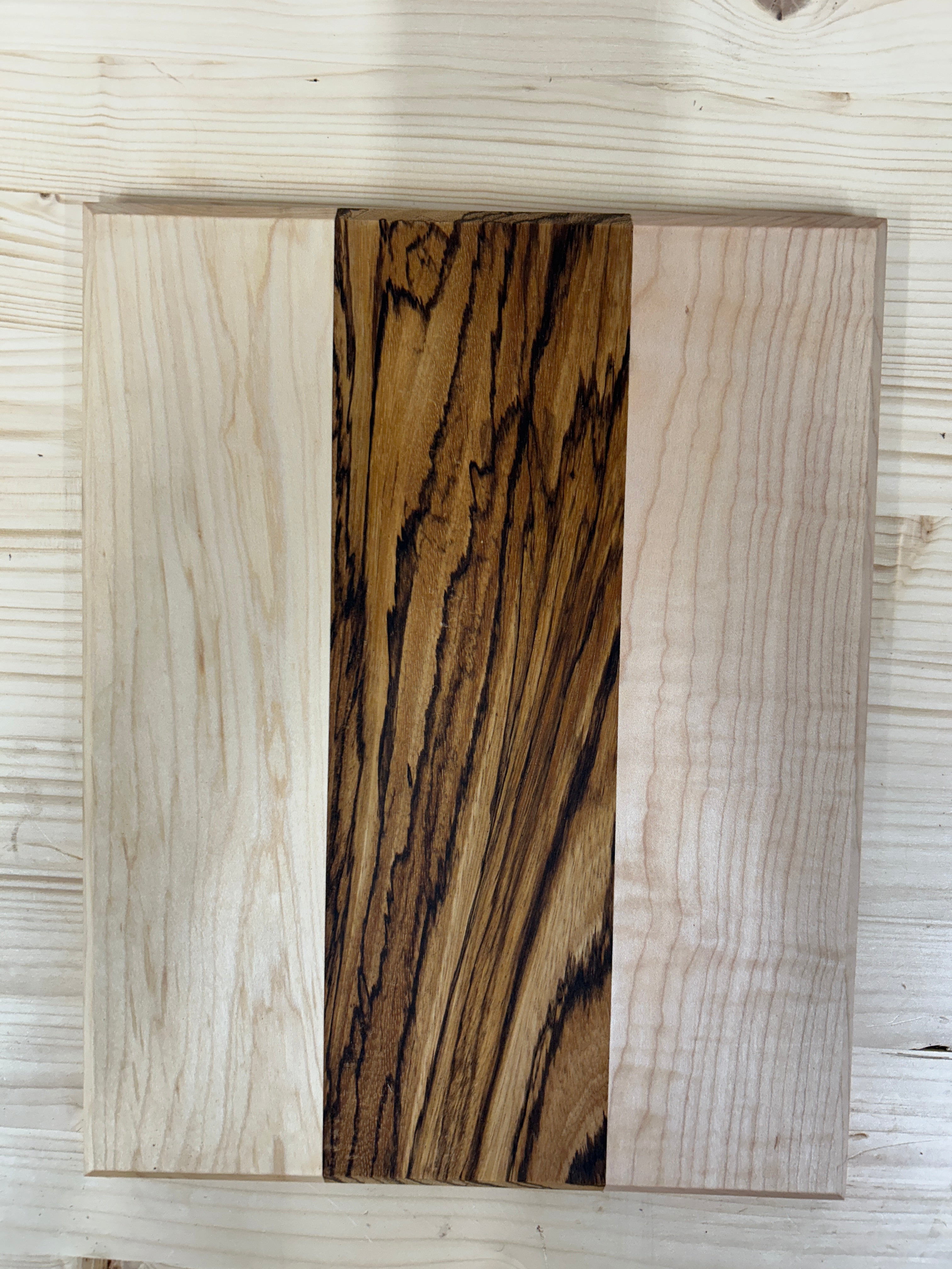 Handcrafted Maple Cutting Board with Zebrawood inset