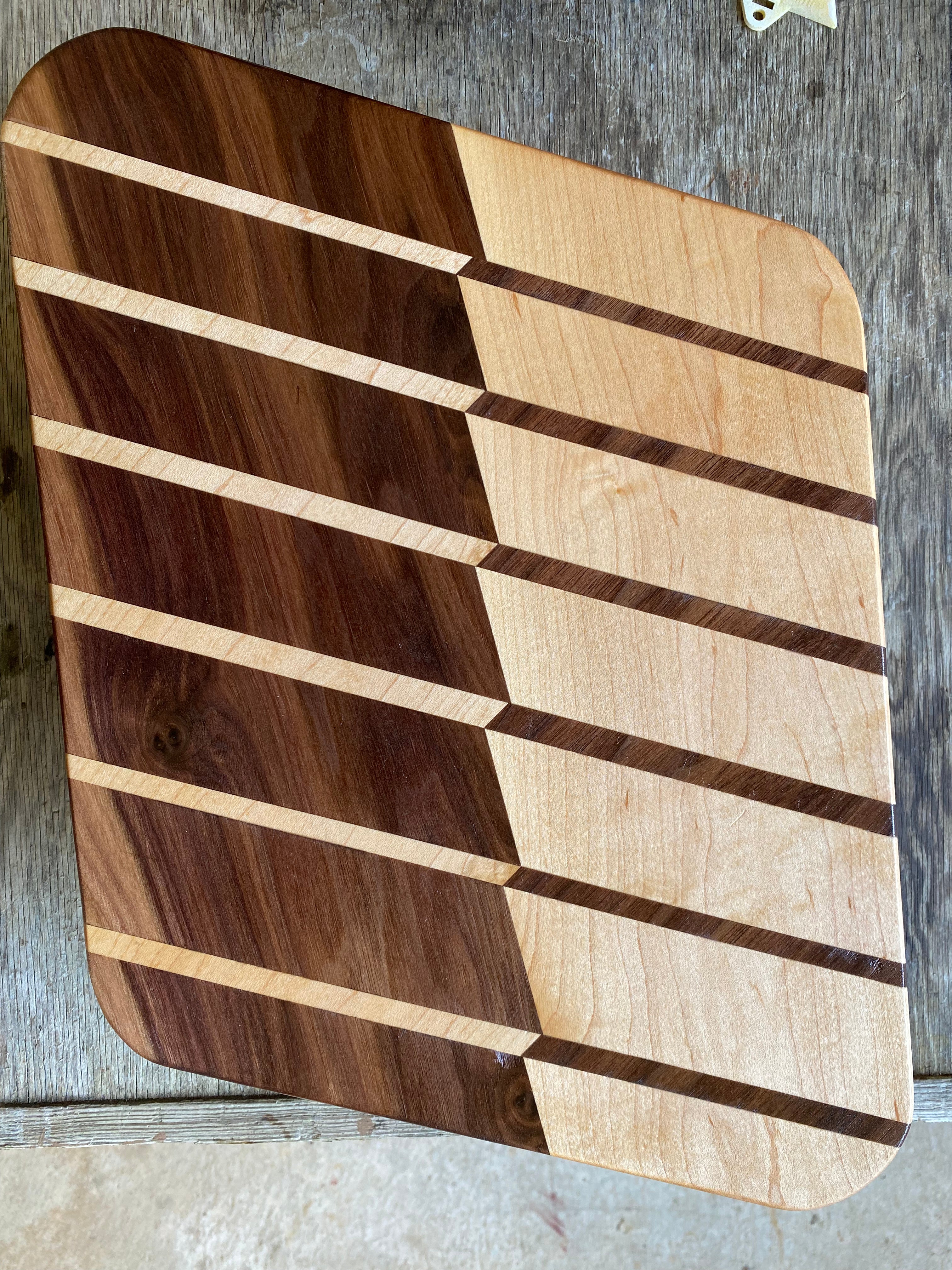 Walnut & Maple Diagonal Stripe Cutting Board