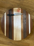 Lazy Susan - Mixed Hardwood Vertical Stripe Pattern