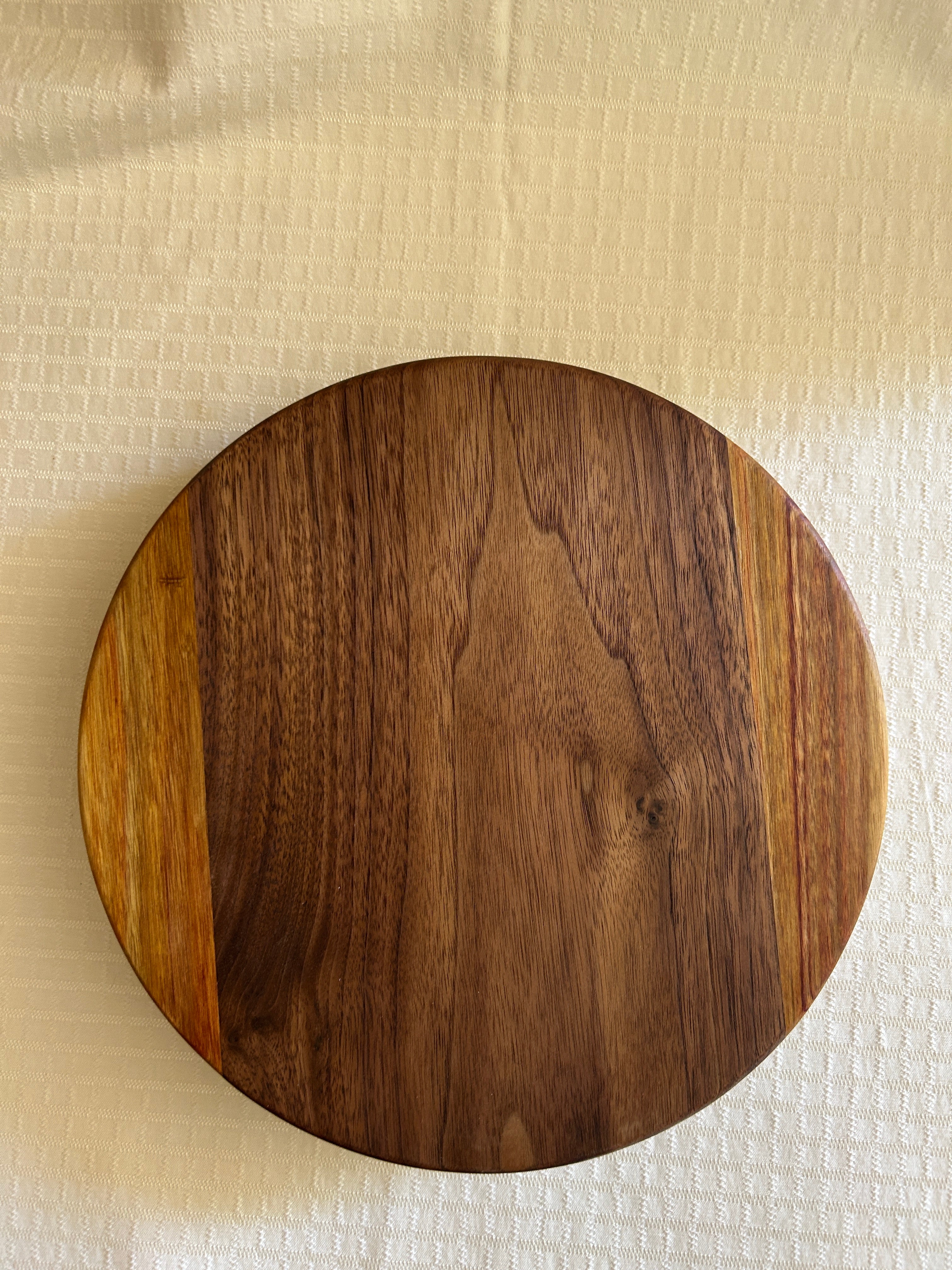 Lazy Susan - Walnut & Canary Wood Natural Grain Pattern