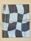 Serving Board with Wavy Checkerboard Pattern in Walnut & Maple