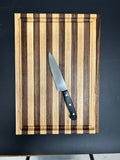 Handcrafted Walnut & Ash Cutting Board – Striped with Juice Groove