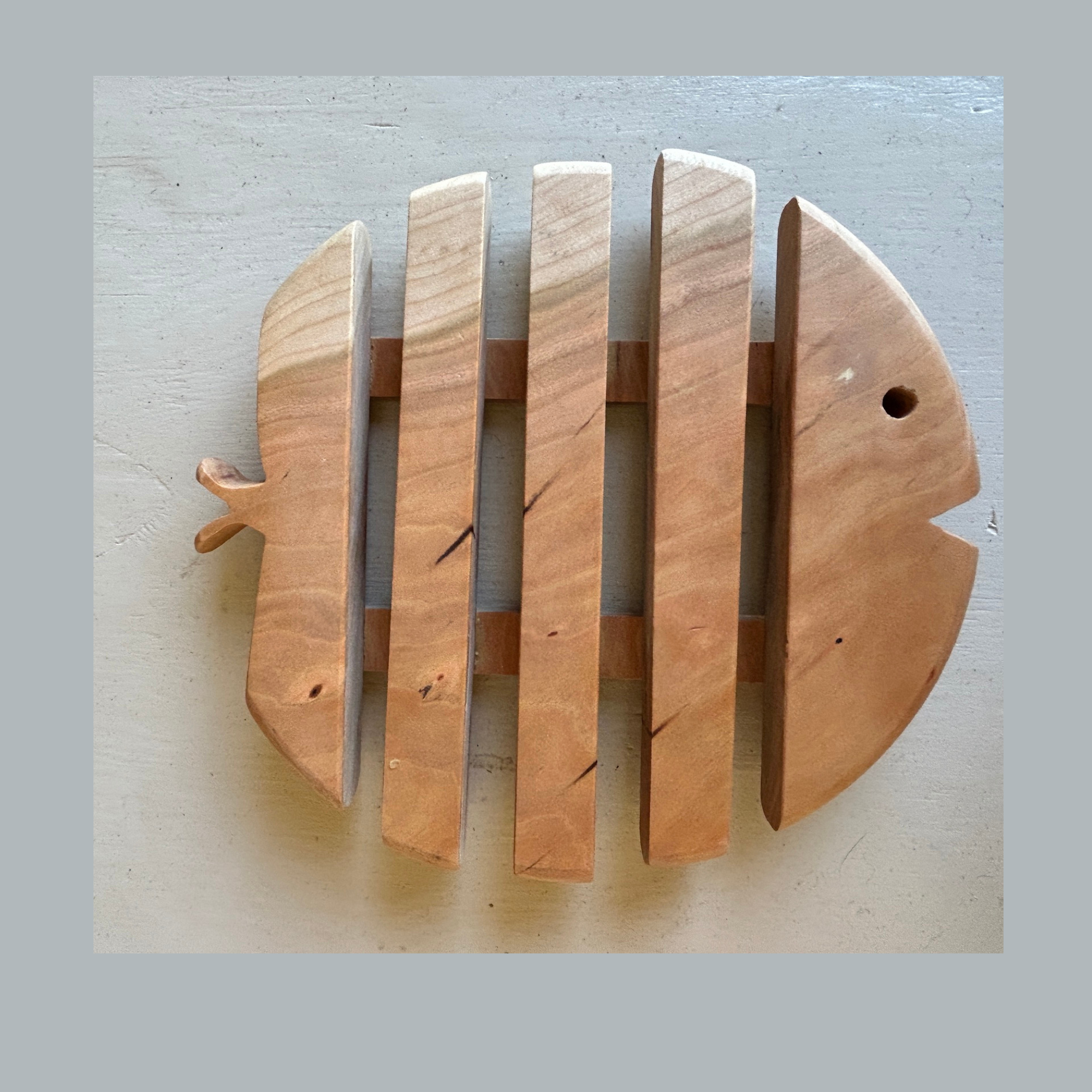 Artisan Hardwood Trivet - Cherry Fish Silhouette