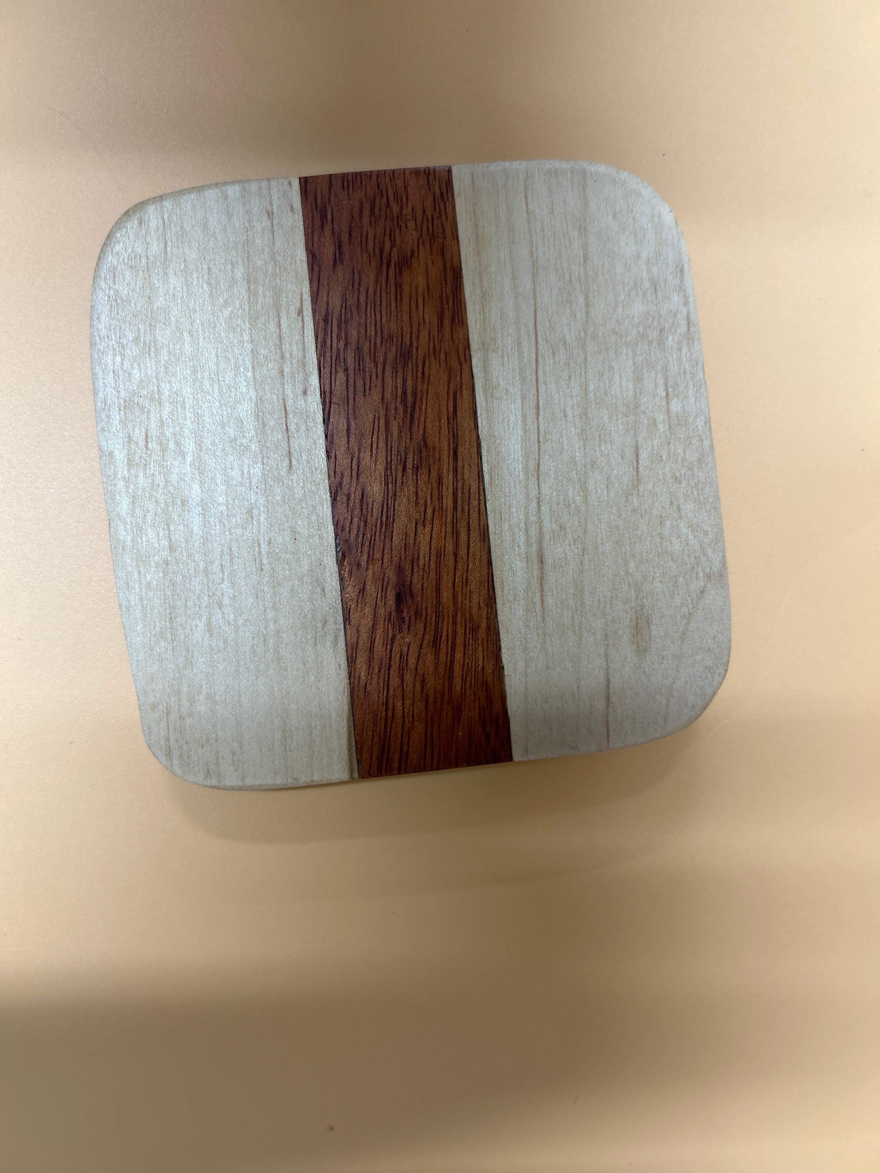 Handcrafted Bi-Color Hardwood Coasters - Set of 4