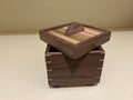 Handcrafted Walnut Keepsake Box – Small Cube with Ambrosia Maple Lid