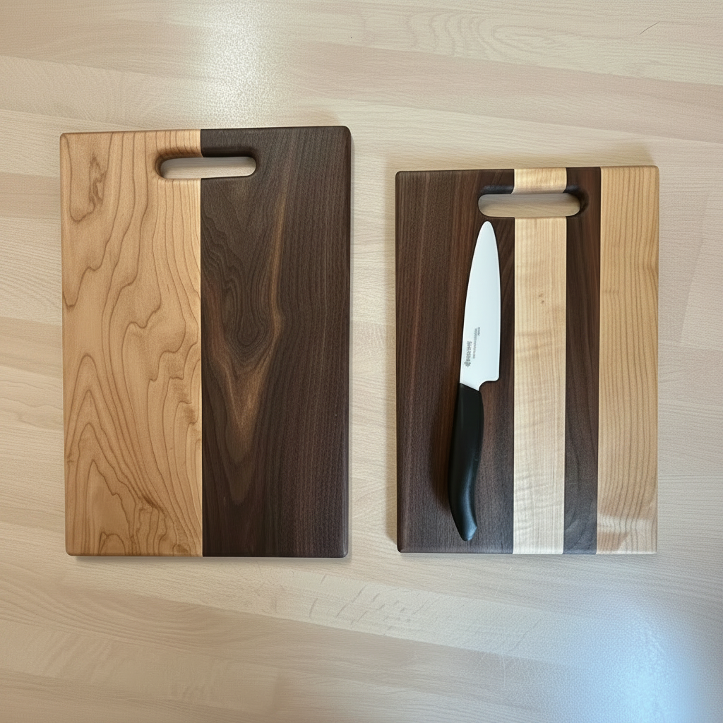 Maple & Walnut Cutting Boards with Slot Handles
