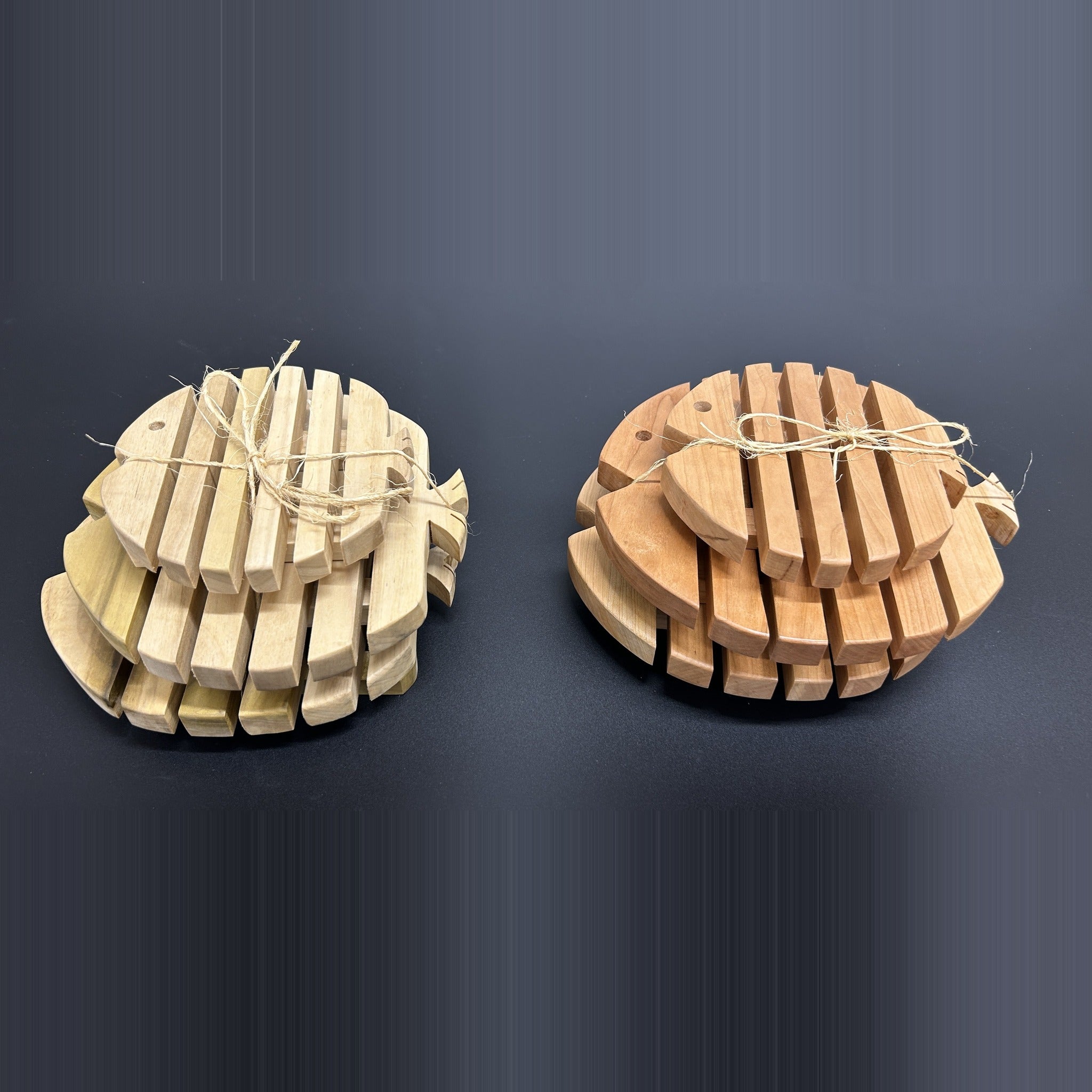 School of Fish Trivet Set — Handcrafted Hardwood Hot Pads (Set of 3)