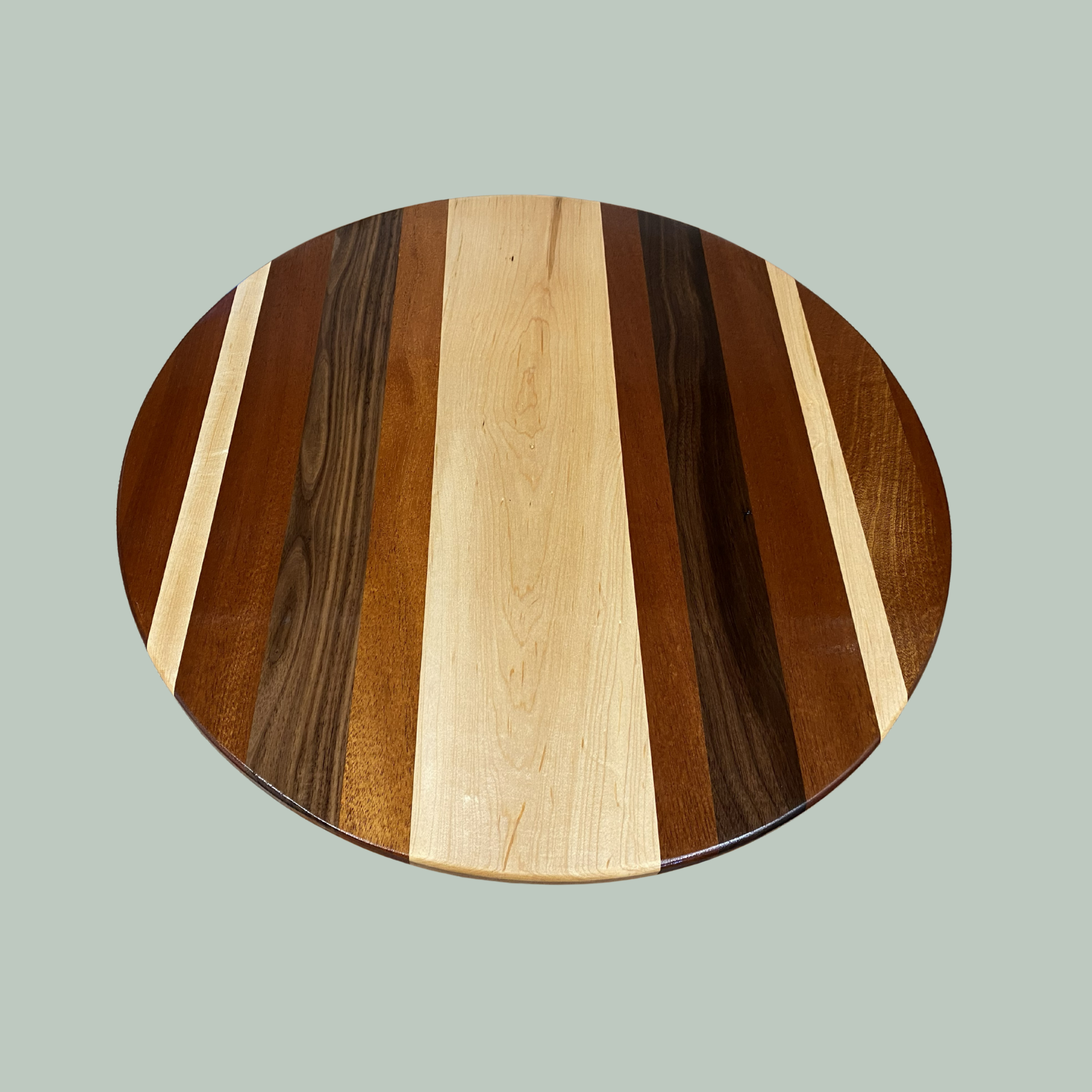 Lazy  Susan - Five-Wood Vertical Strip Pattern