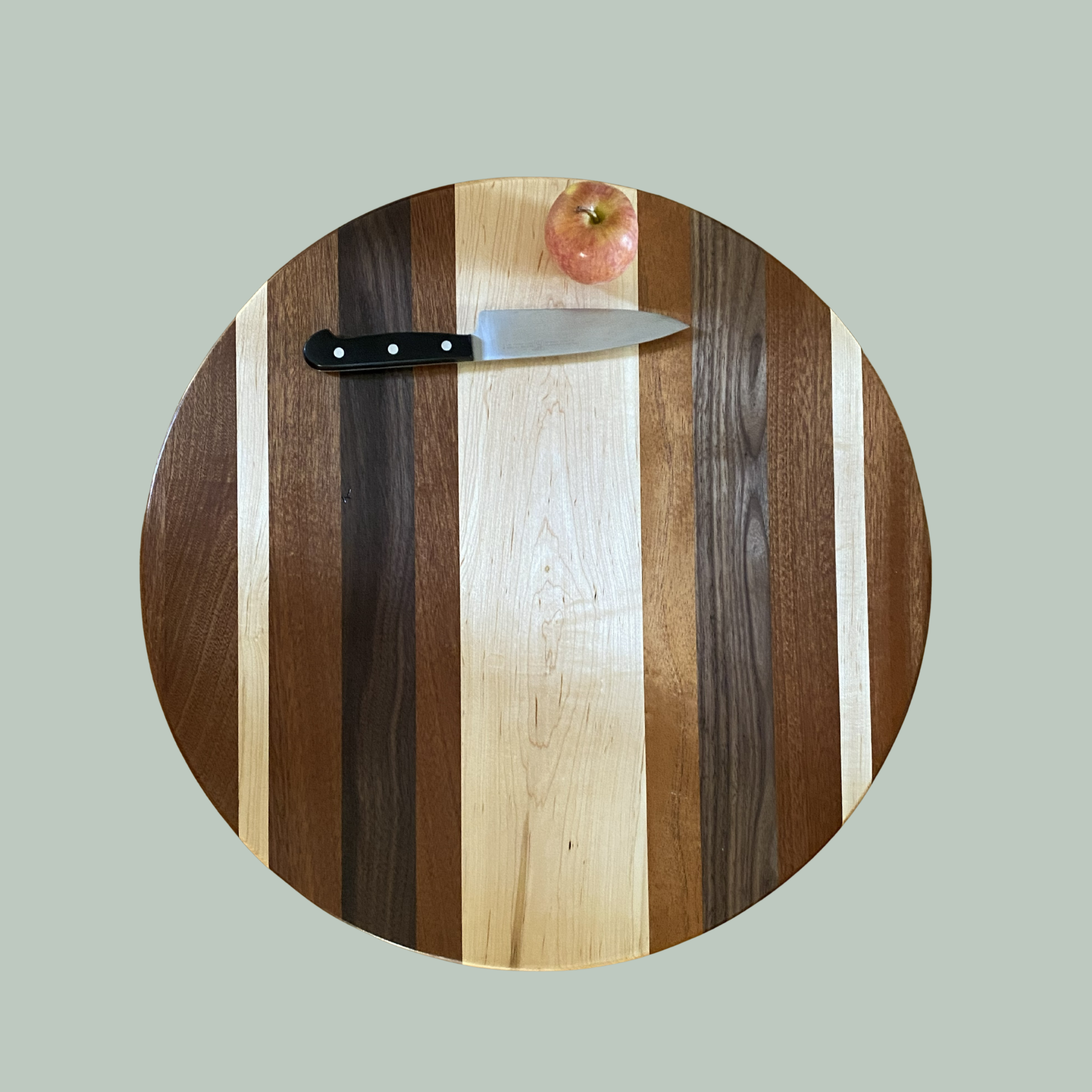 Lazy Susan - Mixed Hardwood Vertical Stripe Pattern