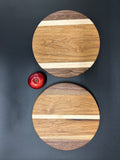 Handcrafted Round Cutting Board – Tricolor Walnut, Hickory & Maple