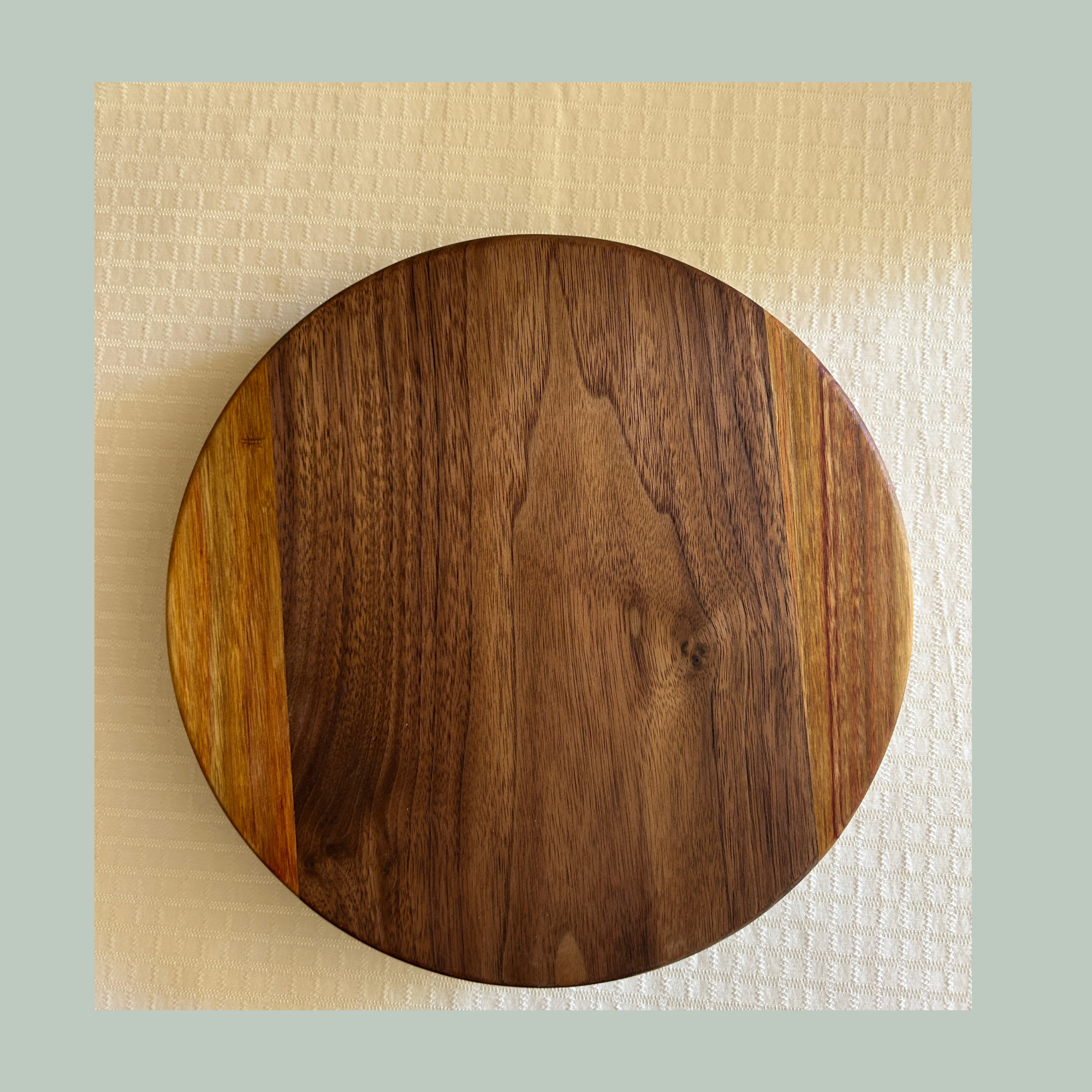 Lazy Susan - Walnut & Canary Wood Natural Grain Pattern