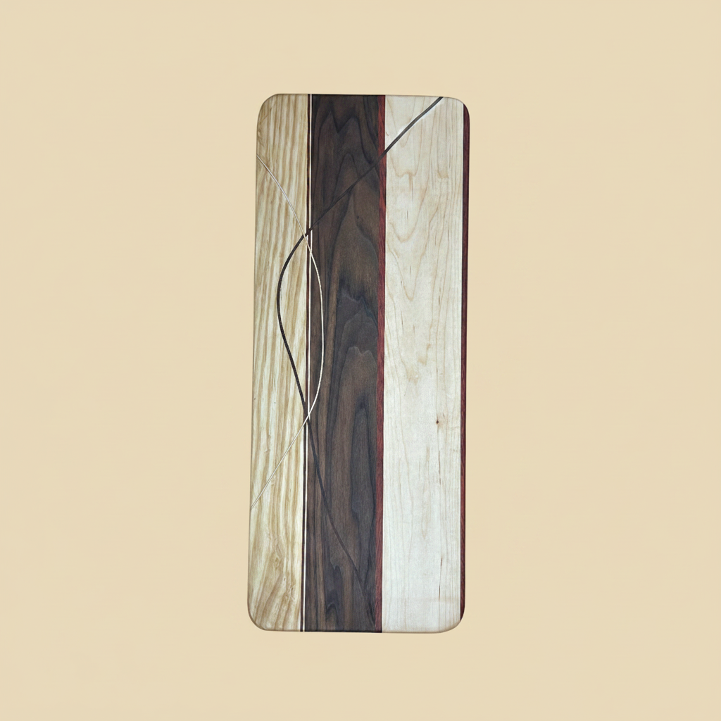 Woven Hardwood Serving Board - Beige Background